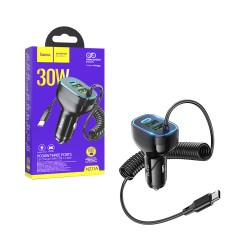 Hoco Car Charger NZ11A Guide 3 Port 2 USB+Type-C 30W with Type-C Cable Black Hoco Car Charger NZ11A Guide 3 Port 2 USB+Type-C 30W with Type-C Cable Black